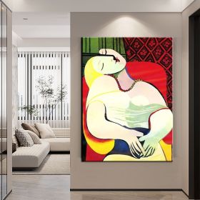Hand Painted Oil Painting Pablo Picasso After the Original Painting Small the Dream Living Room Hallway Bedroom Luxurious Decorative Painting (style: 01, size: 60X90cm)